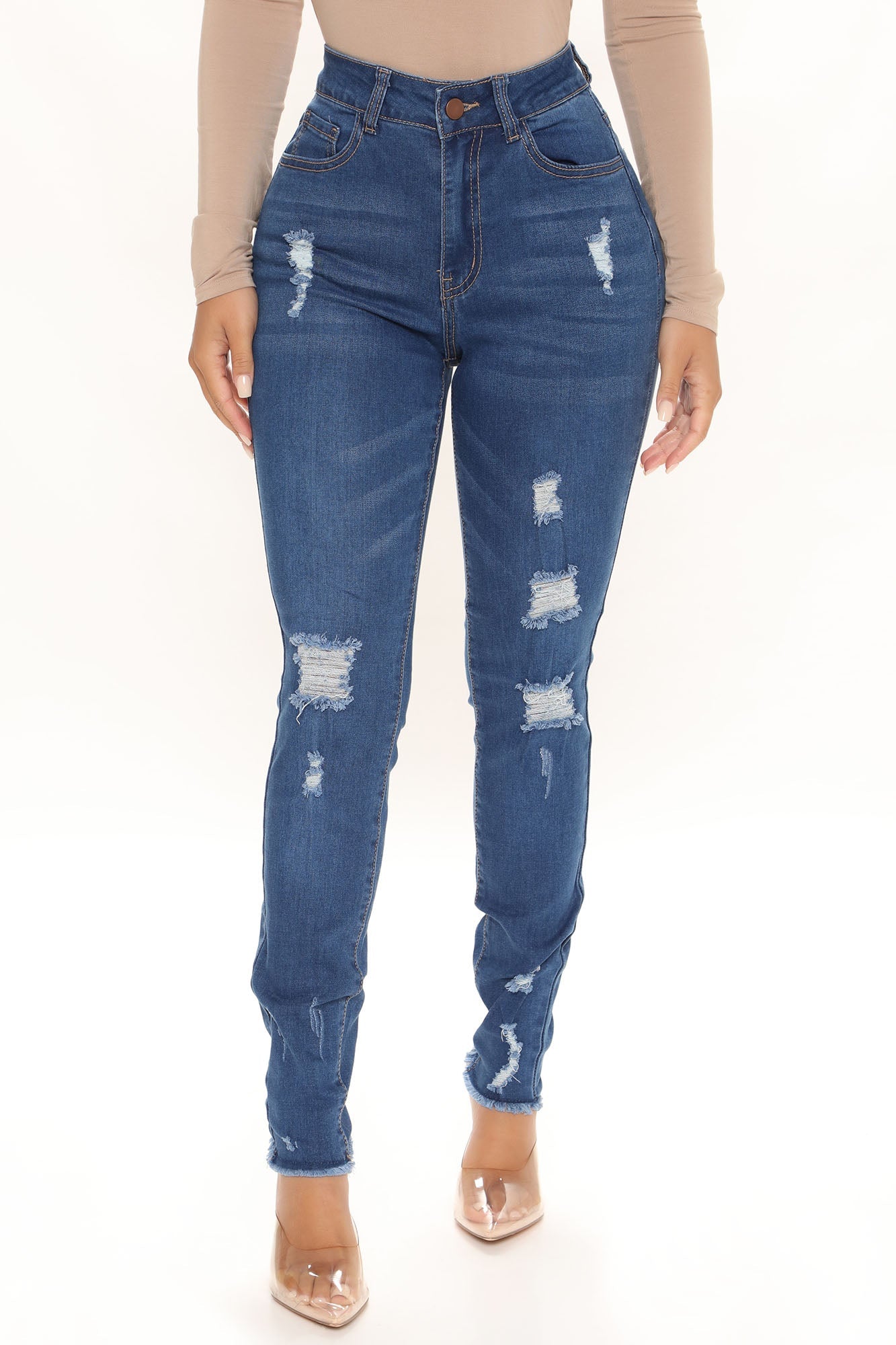 She's A Treat Skinny Jeans - Medium Blue Wash Ins Street