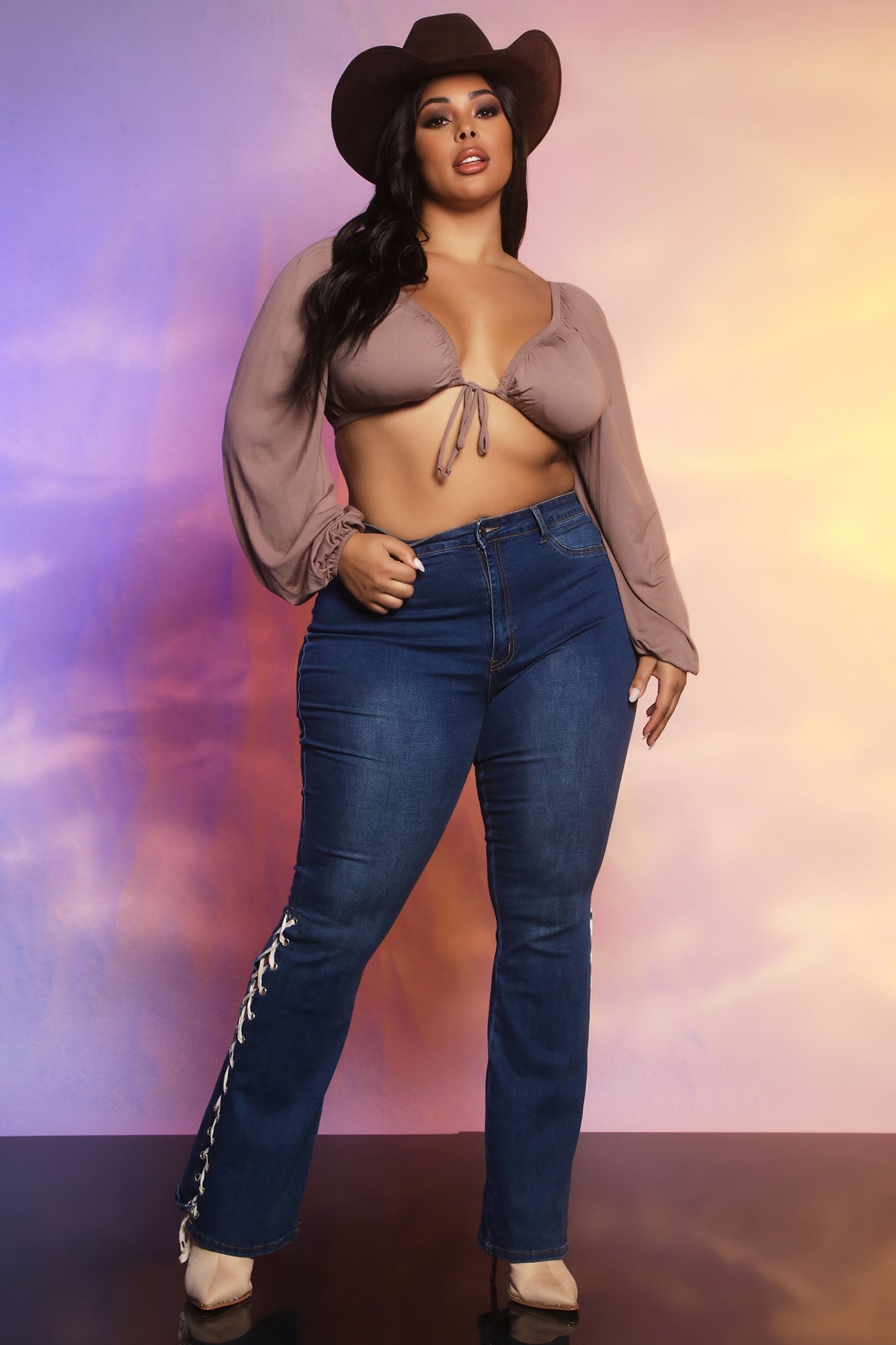 Strings Attached Lace Up Flare Jeans - Dark Wash Ins Street