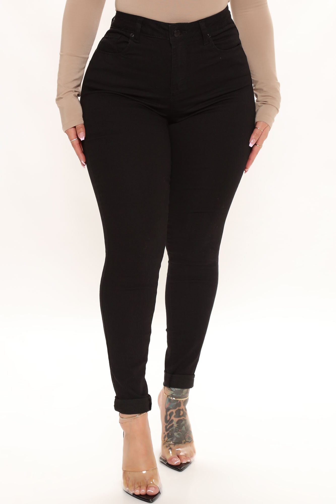 Don't Stop High Rise Curvy Skinny Ankle Jeans - Black Ins Street