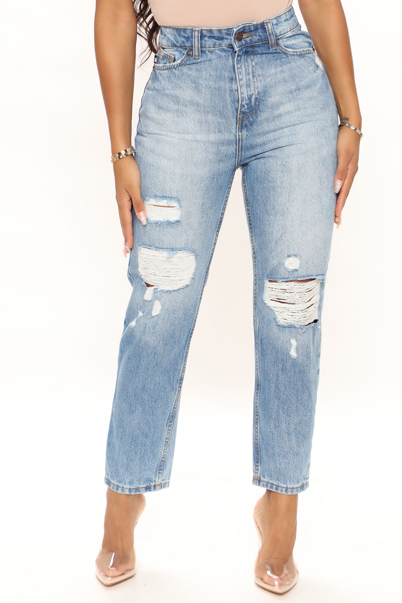 Into The Deep Mom Jeans - Medium Blue Wash Ins Street