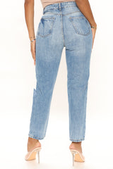 Into The Deep Mom Jeans - Medium Blue Wash Ins Street