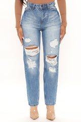 My Next Boyfriend Jeans - Medium Blue Wash Ins Street