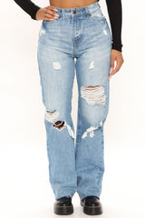 San Diego Straight Leg Jeans - Medium Blue Wash Ins Street