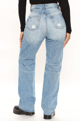 San Diego Straight Leg Jeans - Medium Blue Wash Ins Street