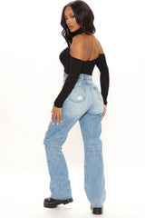 San Diego Straight Leg Jeans - Medium Blue Wash Ins Street