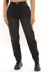 Know It All Non Stretch Mom Jeans - Black Ins Street