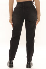 Know It All Non Stretch Mom Jeans - Black Ins Street