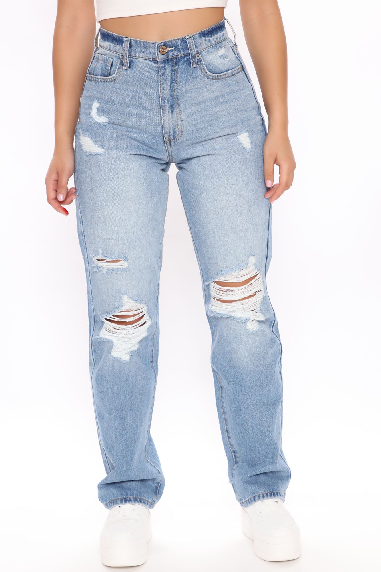 Curvy And I Like It Straight Leg Jeans - Light Blue Wash Ins Street