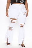 Let Your Flare Down Distressed Jeans - White Ins Street