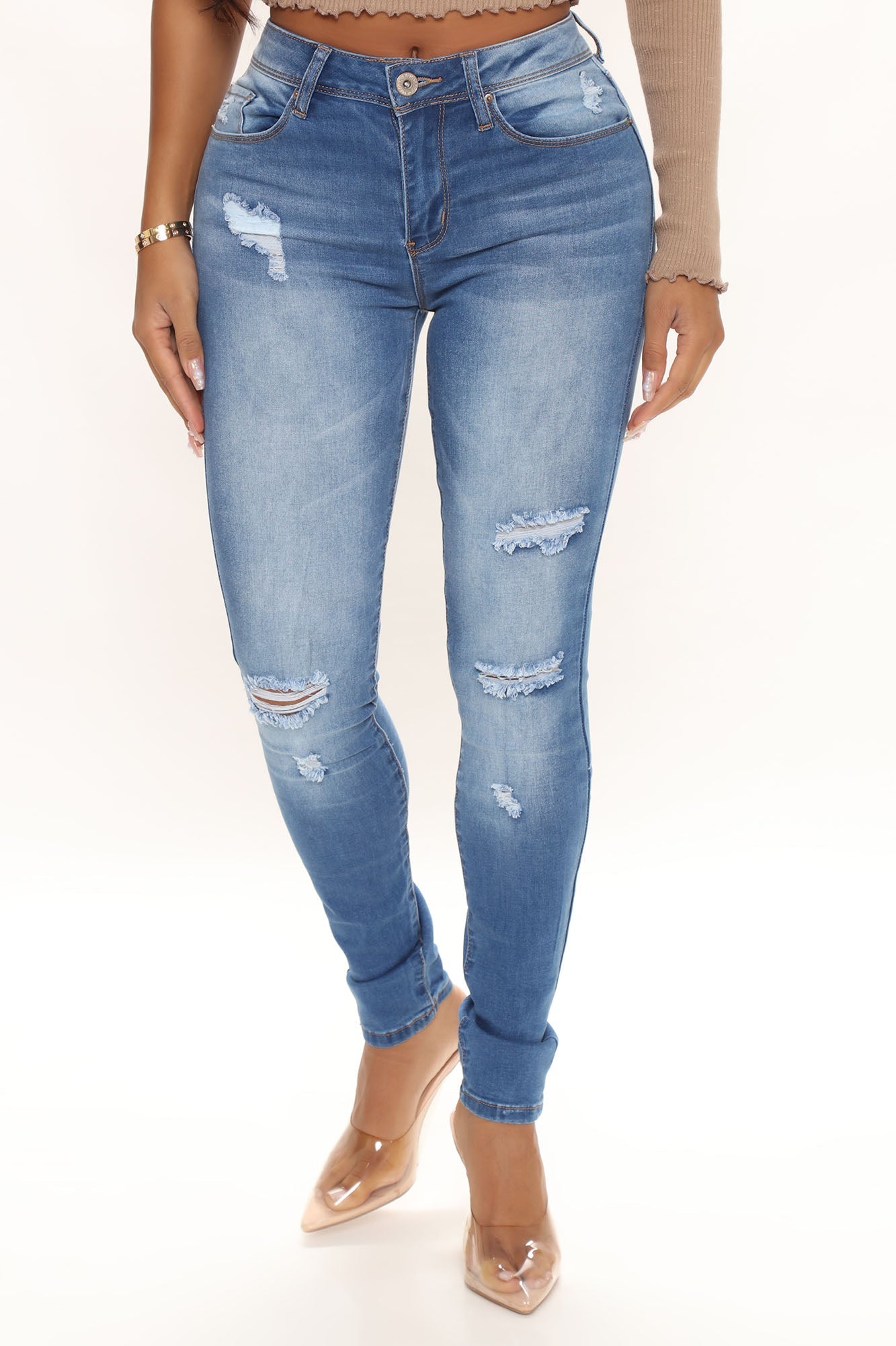 Better For You Stretch Skinny Jeans - Medium Blue Wash Ins Street