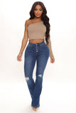 Invite Only Distressed Bootcut Jeans - Medium Blue Wash Ins Street