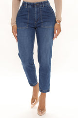 Talk All Night Jogger Jeans - Medium Blue Wash Ins Street