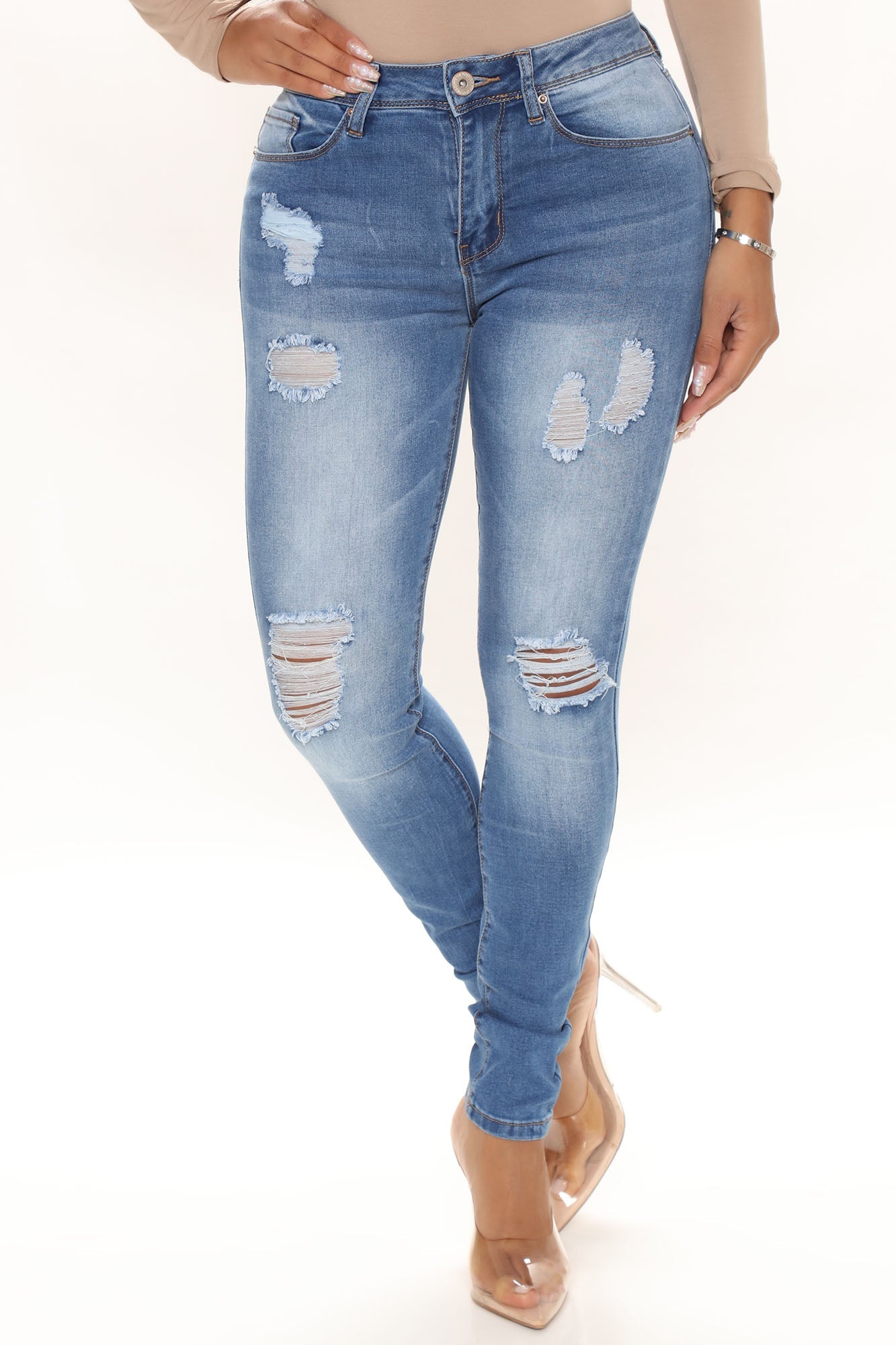 Teenage Dreams Stretch Skinny Jeans - Medium Blue Wash Ins Street