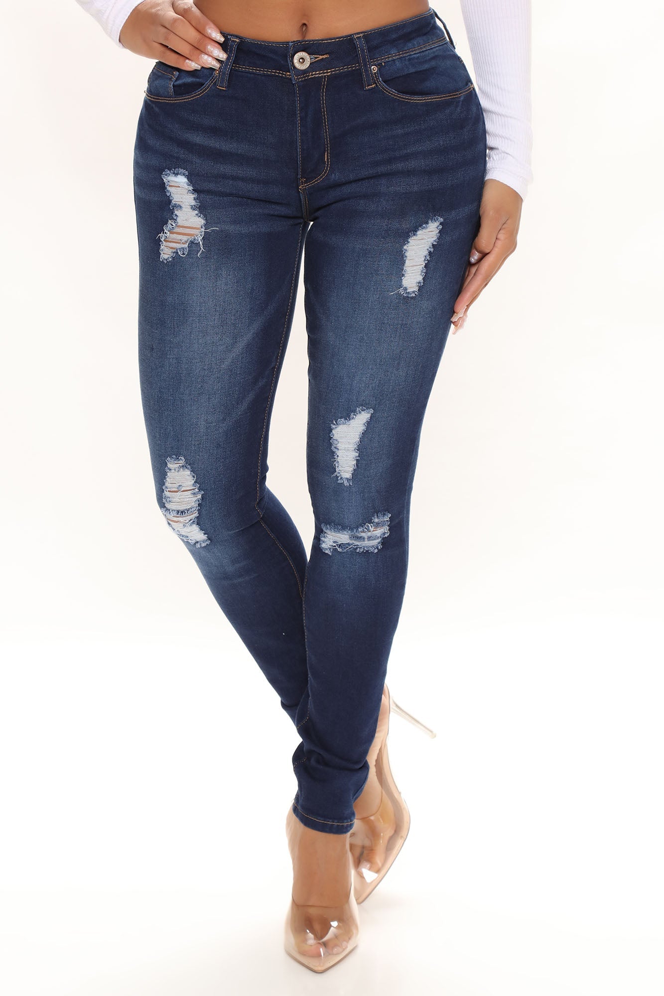 Just Between Us Stretch Skinny Jeans - Dark Wash Ins Street