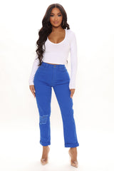 Just A Hint Ultra High Rise Roll Cuff Slim Straight - Blue Ins Street