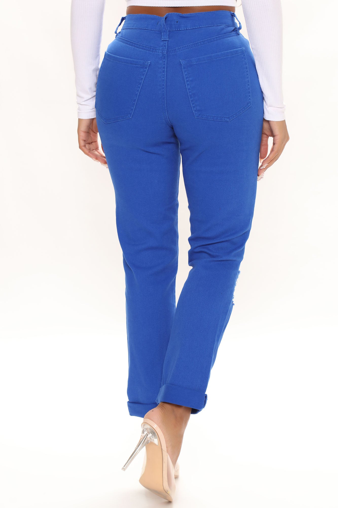 Just A Hint Ultra High Rise Roll Cuff Slim Straight - Blue Ins Street