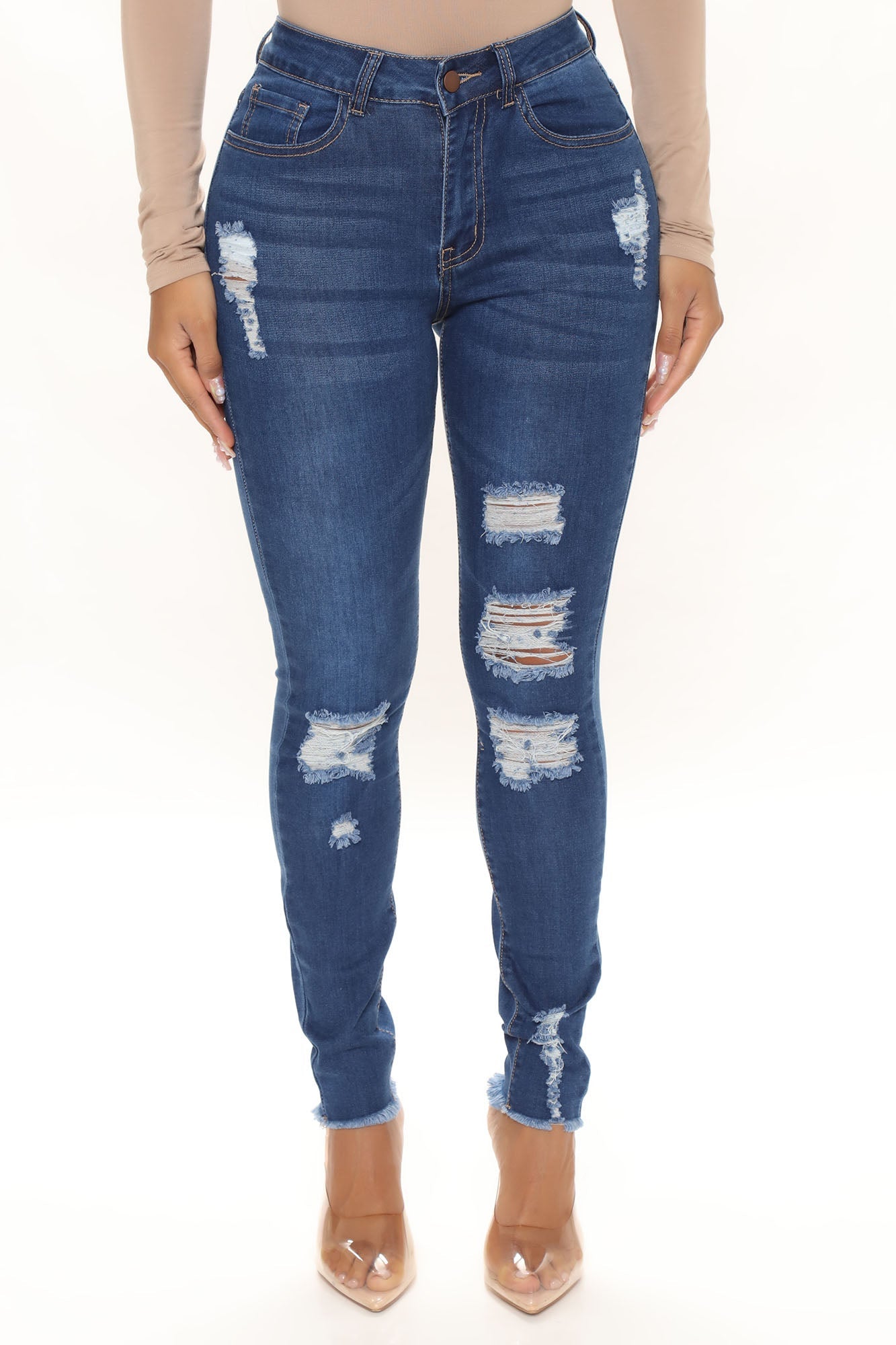Trendsetter Stretch Skinny Jeans - Medium Blue Wash Ins Street