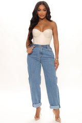 Stop Worrying Easy Waist Mom Jeans - Medium Blue Wash Ins Street