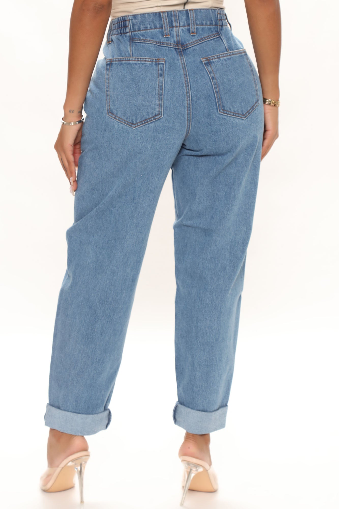 Stop Worrying Easy Waist Mom Jeans - Medium Blue Wash Ins Street