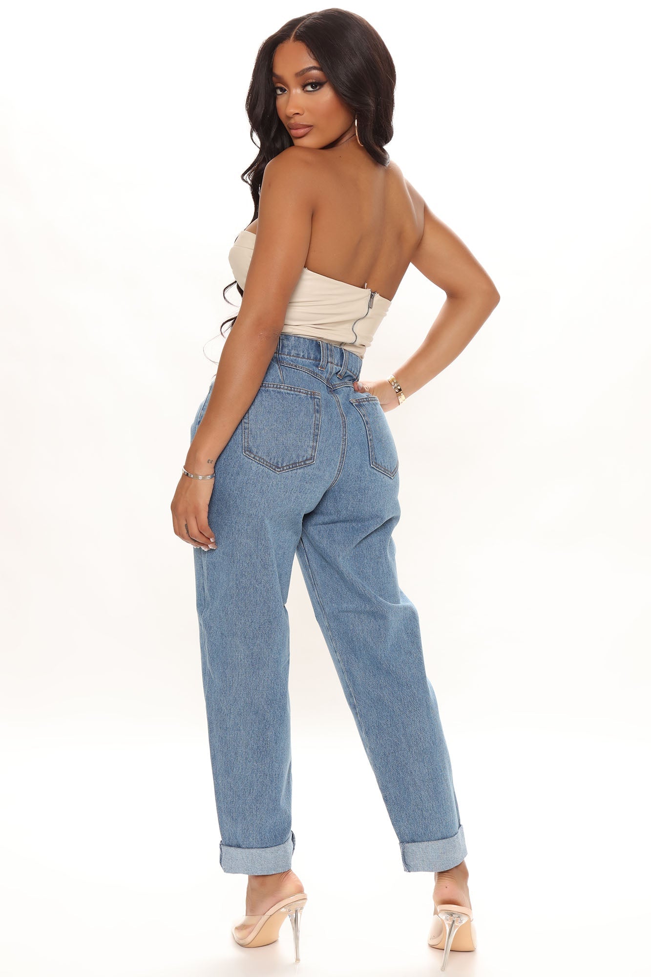 Stop Worrying Easy Waist Mom Jeans - Medium Blue Wash Ins Street