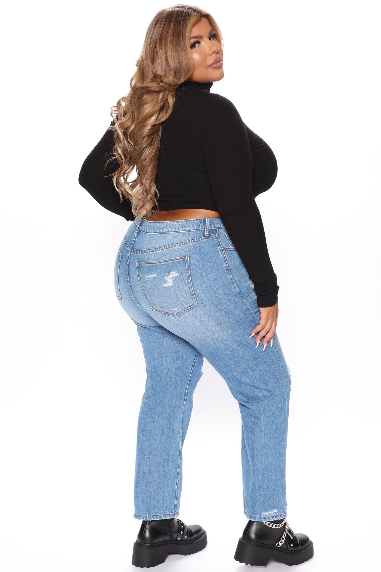 Better Than Your Ex Distressed Boyfriend Jeans - Medium Blue Wash Ins Street