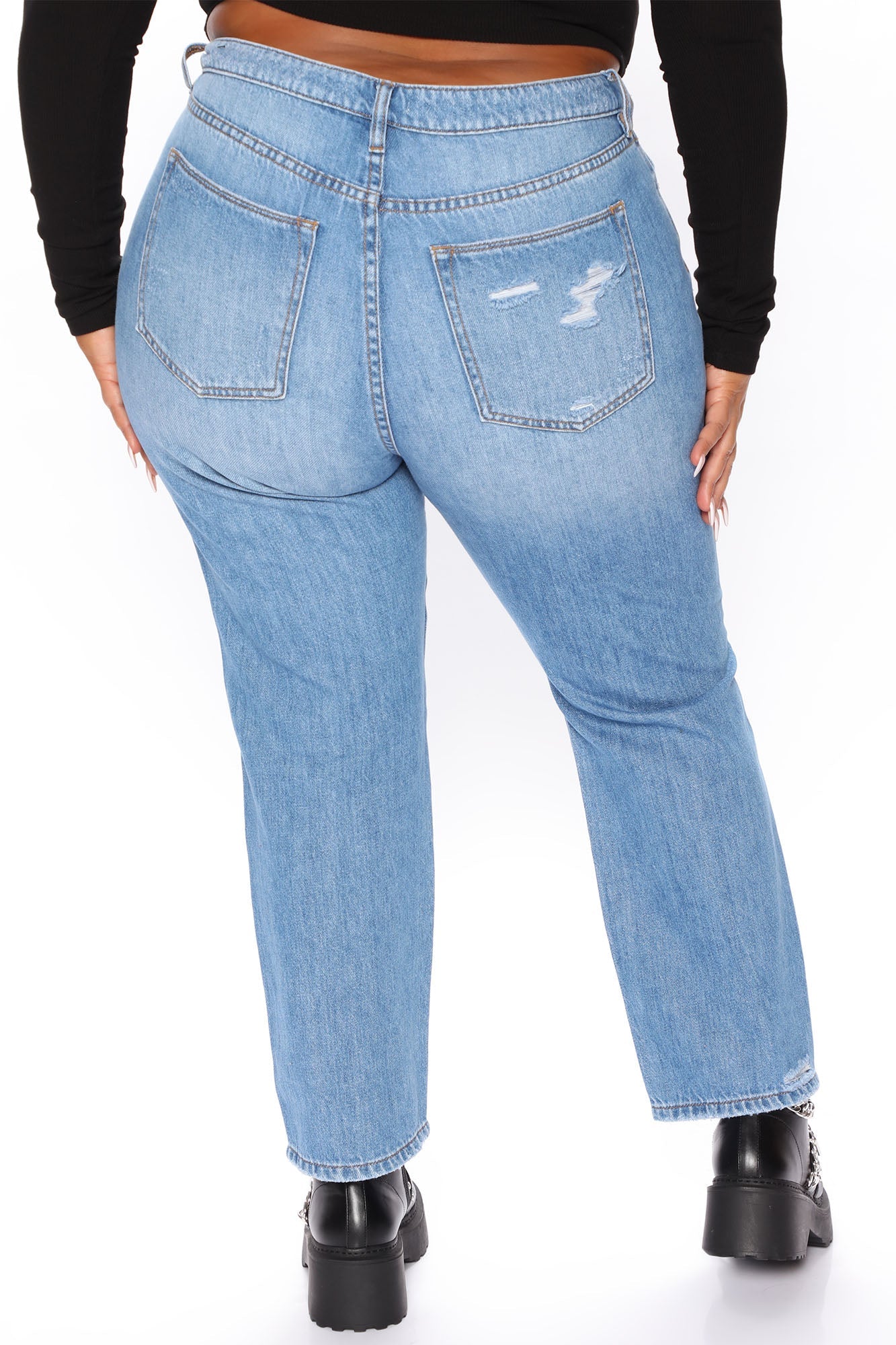 Better Than Your Ex Distressed Boyfriend Jeans - Medium Blue Wash Ins Street