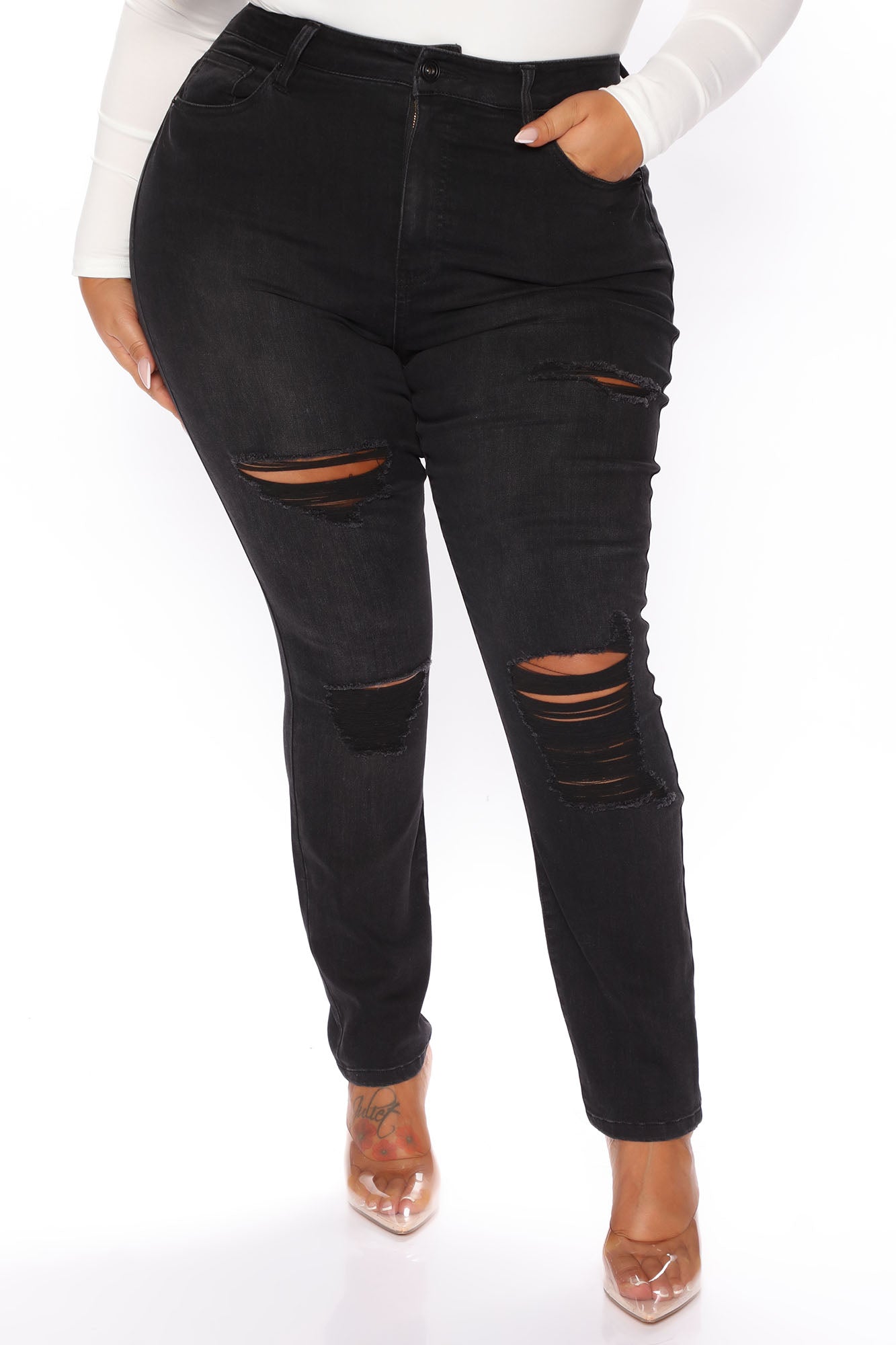 Last Call High Rise Stretch Skinny Jeans - Black Ins Street