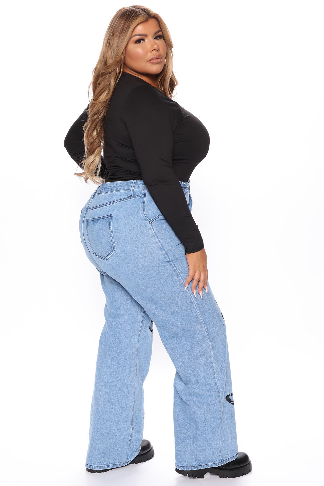 Butterfly Garden Non Stretch Straight Leg Jeans - Medium Blue Wash Ins Street