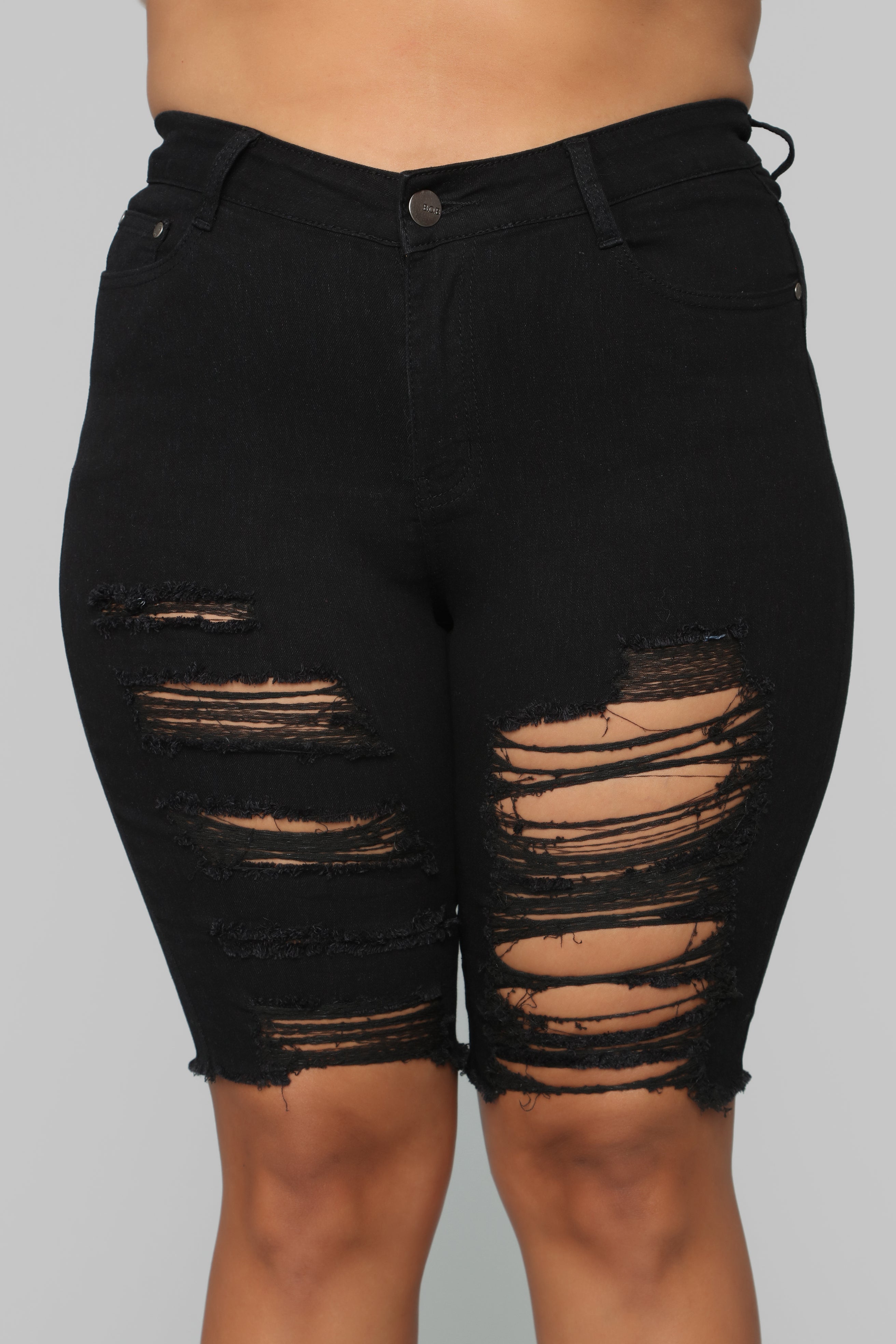 Playing It Cool Denim Bermudas - Black Ins Street