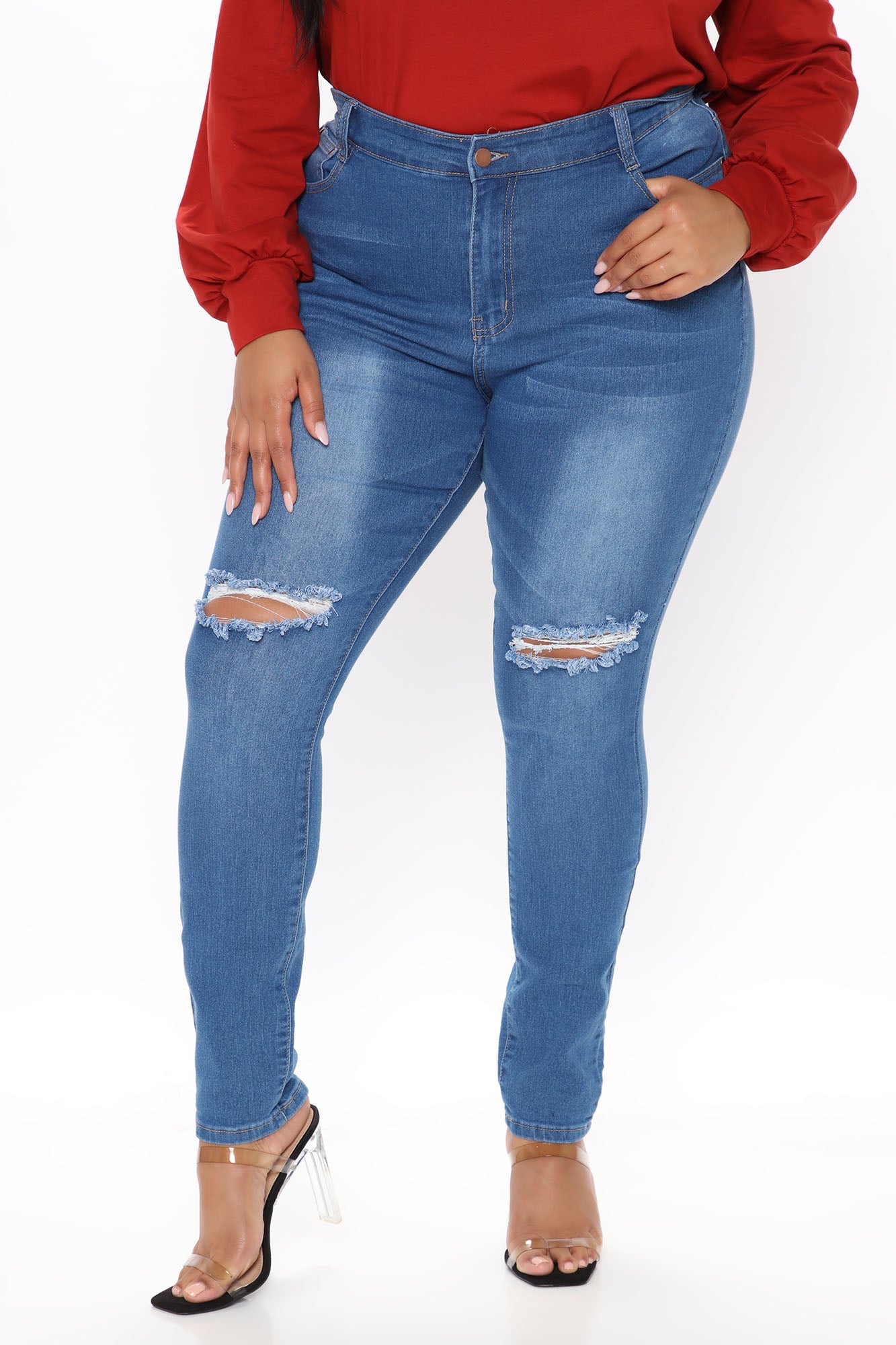 Averie Mid Rise Skinny Jeans - Medium Wash Ins Street
