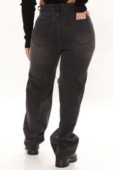 Go Bestie Ripped Straight Leg Jeans - Black Ins Street