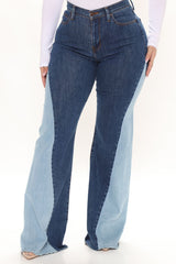 Colorblock Em' Out Stretch Flare Jeans - Medium Blue Wash Ins Street