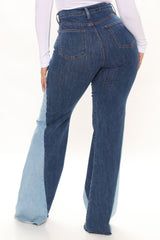 Colorblock Em' Out Stretch Flare Jeans - Medium Blue Wash Ins Street