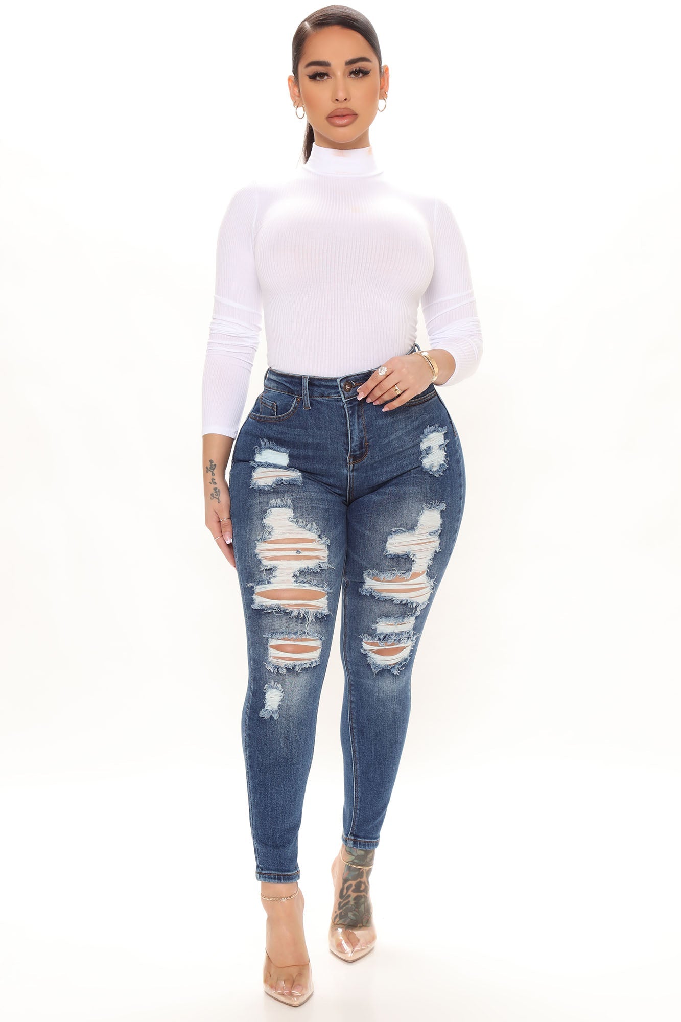 The Comeback Destructed Skinny Jeans - Dark Denim Ins Street