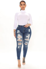 The Comeback Destructed Skinny Jeans - Dark Denim Ins Street