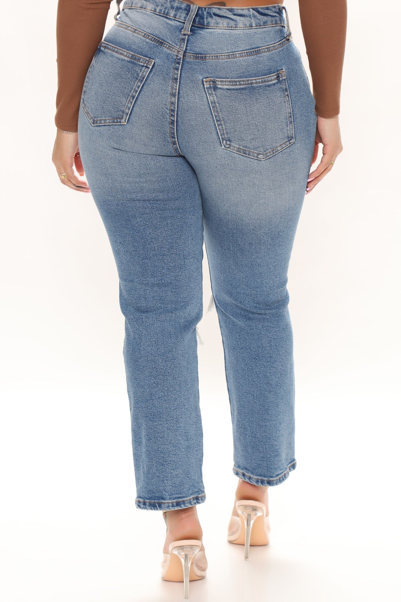 Just In Time High Rise Straight Leg Jeans - Medium Blue Wash Ins Street