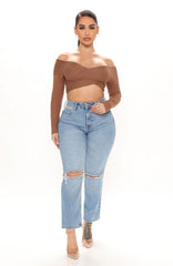 Just In Time High Rise Straight Leg Jeans - Light Blue Wash Ins Street