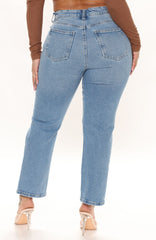 Just In Time High Rise Straight Leg Jeans - Light Blue Wash Ins Street