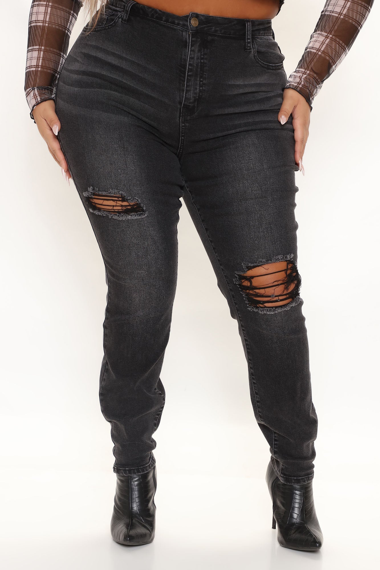 Keeping My Word Distressed Skinny Jeans - Black Ins Street