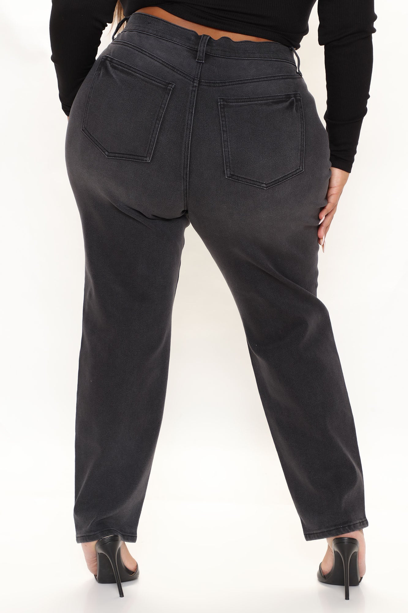 Classic Tapered Mom Jeans - Black Ins Street