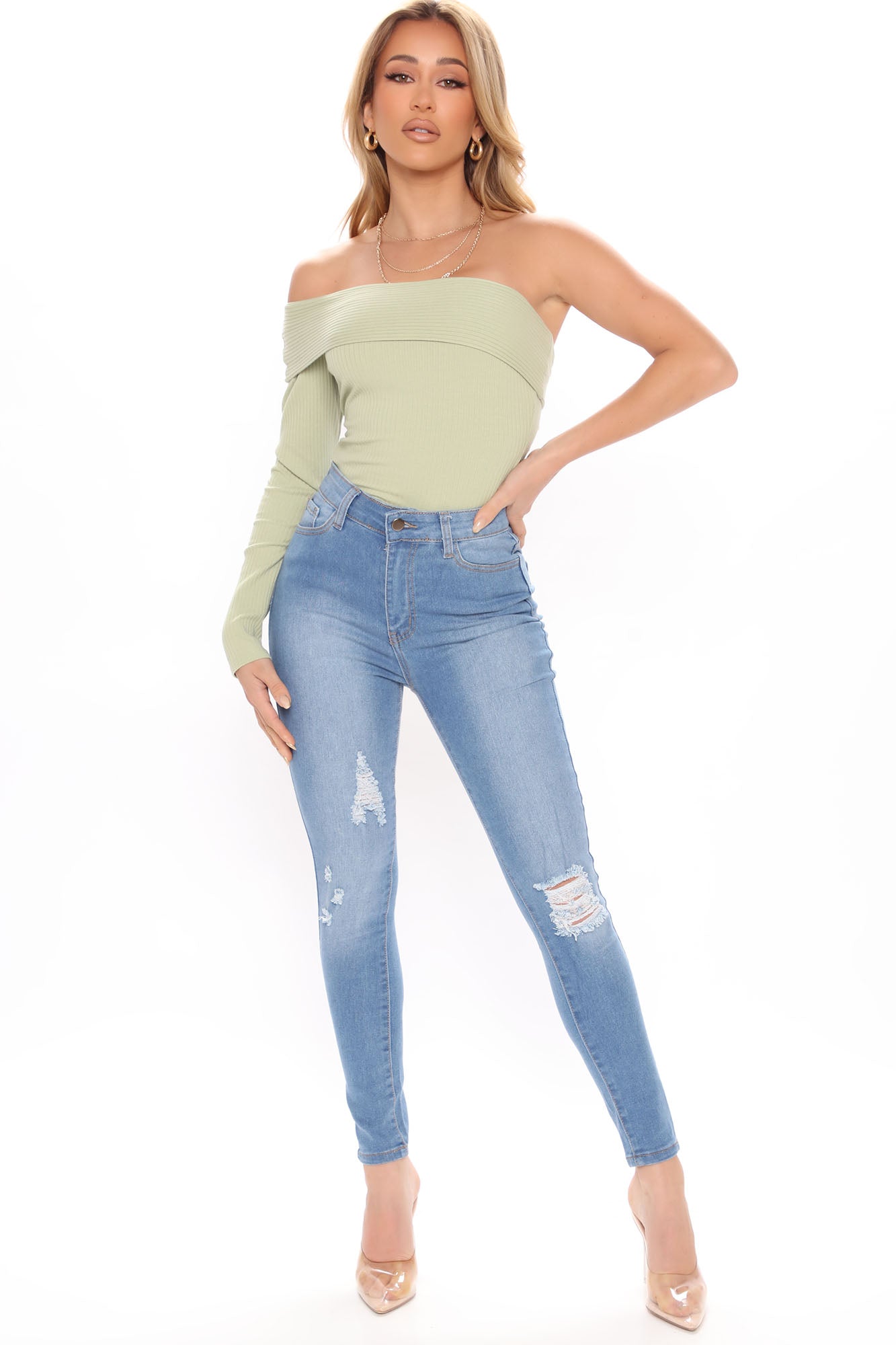 City Girl Stretch Skinny Jeans - Light Blue Wash Ins Street