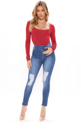 Jump In Stretch Skinny Jeans - Medium Blue Wash Ins Street