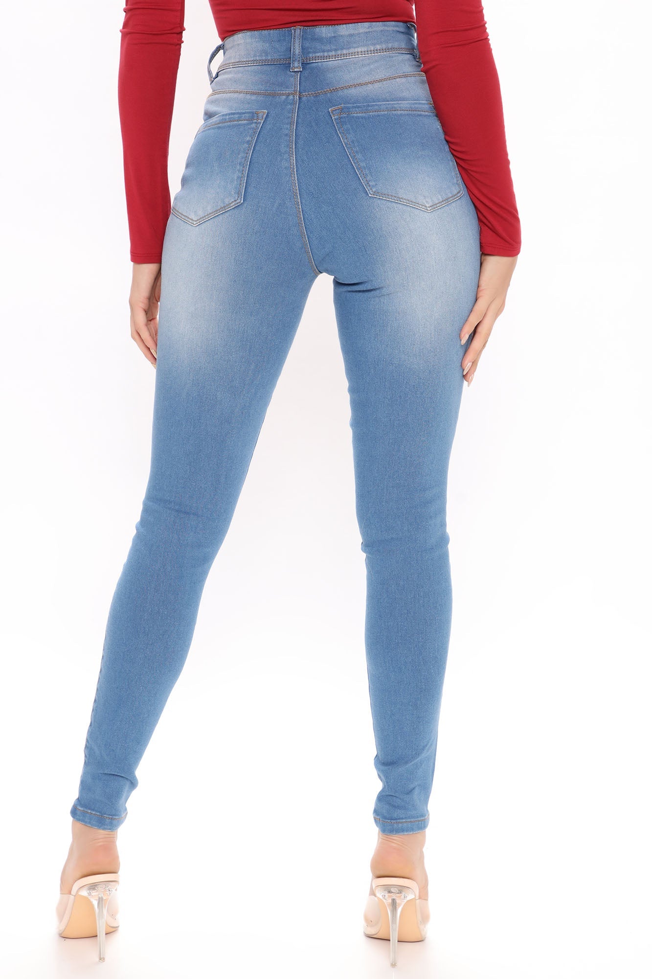 She's Classy Stretch Skinny Jeans - Light Blue Wash Ins Street