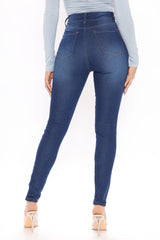 Booty Babe Stretch Skinny Jeans - Medium Blue Wash Ins Street