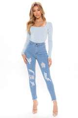 Sweet Spot Stretch Skinny Jeans - Light Blue Wash Ins Street
