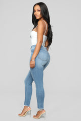 It's A Process Mid Rise Jeans - Medium Blue Wash Ins Street