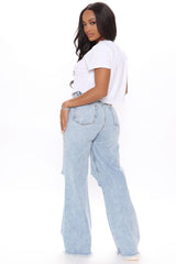 Dance Till Dawn High Rise Baggy Jeans - Bleach Blue Wash Ins Street