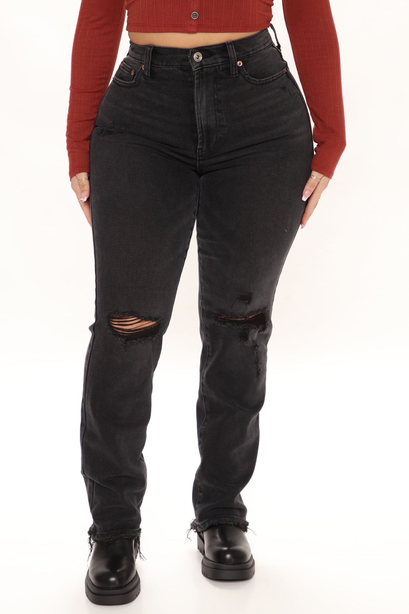 Get Your Lies Straight Distressed Jeans - Black Ins Street