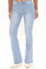 Back On Top Stretch Flare Jeans - Light Blue Wash Ins Street