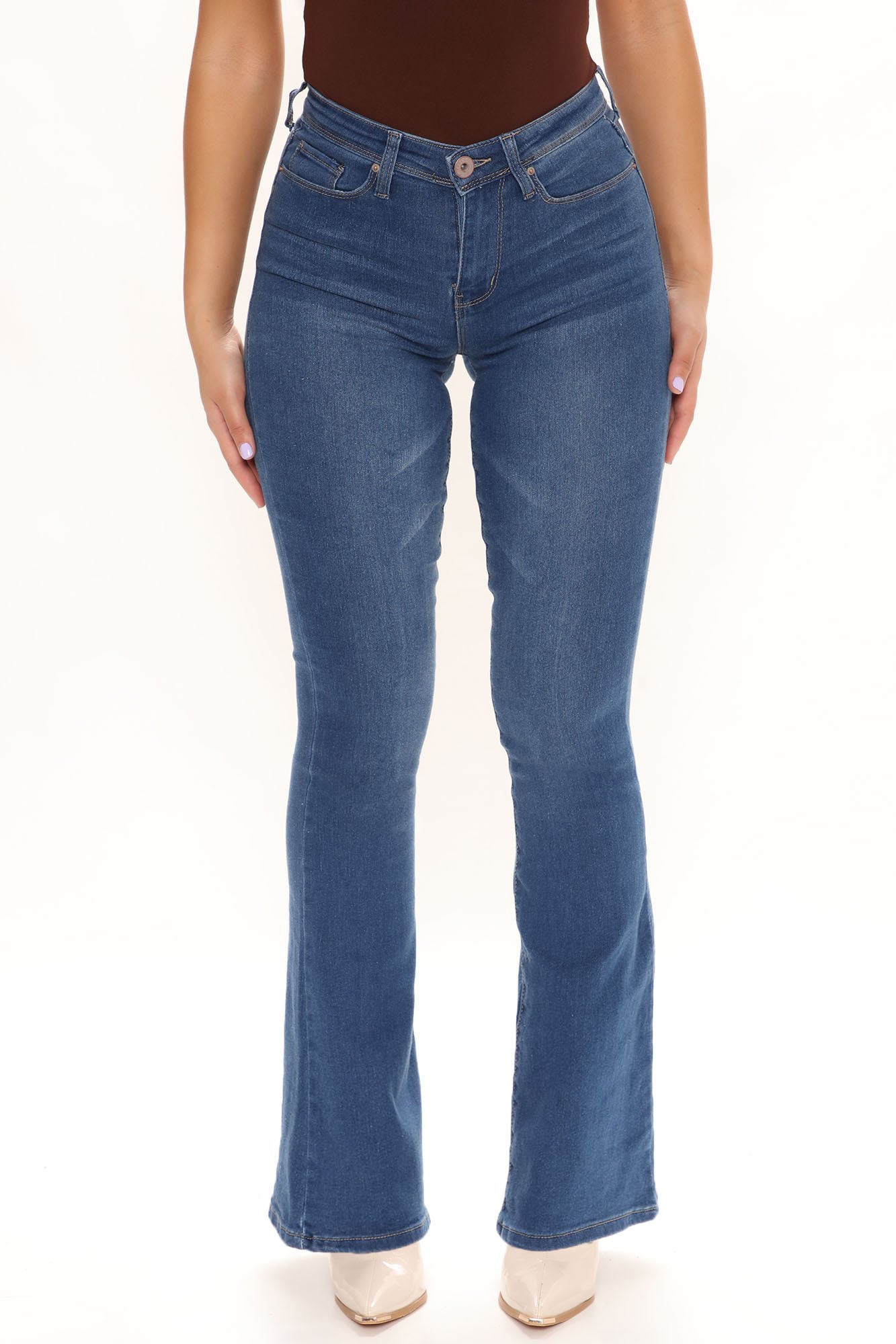 Back On Top Stretch Flare Jeans - Medium Blue Wash – InsStreet